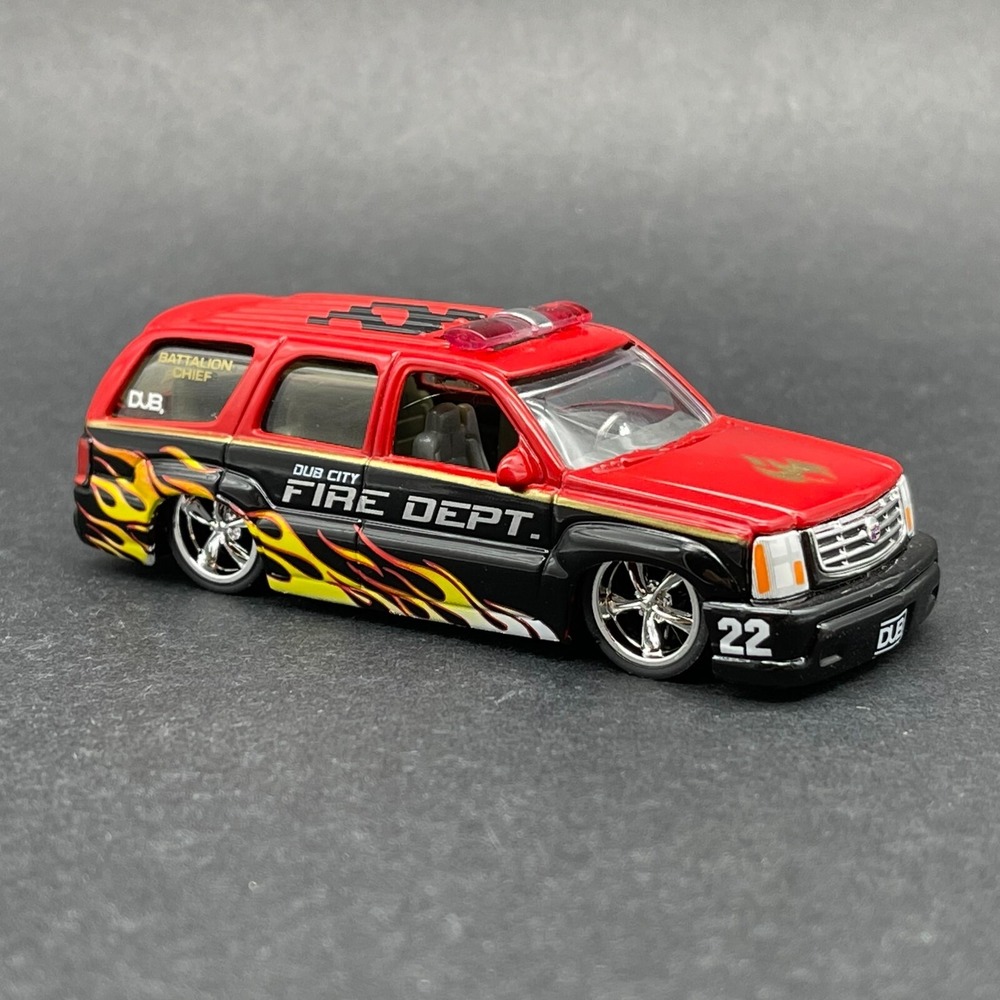 Jada Dub City Cadillac Escalade SUV Red/Black Fire Department Diecast 1/64 Scale